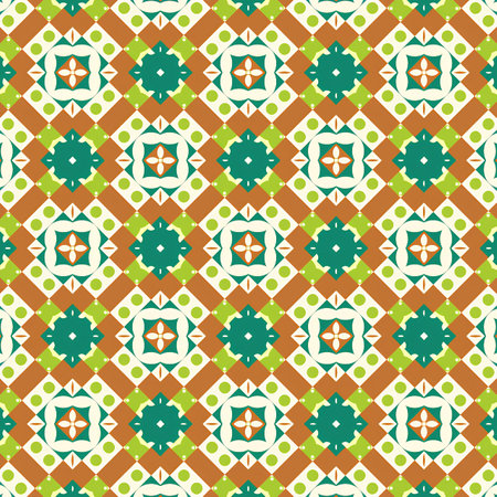 Seamless pattern with colorful geometric ornament. Repeating abstract background textureの写真素材