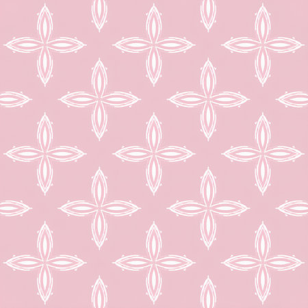 Seamless pattern of white flowers on a pink background. Vector illustrationの写真素材
