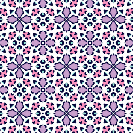 Ethnic floral seamless pattern. Abstract kaleidoscope fabric design textureの写真素材