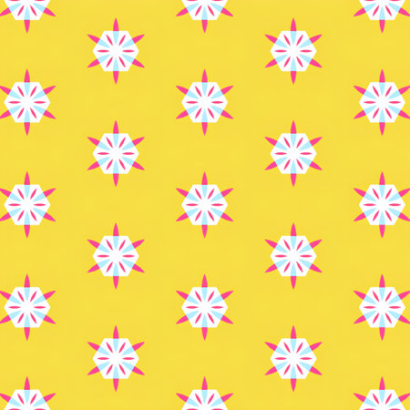 Seamless background pattern. Abstract geometric shapes on a yellow background.の写真素材