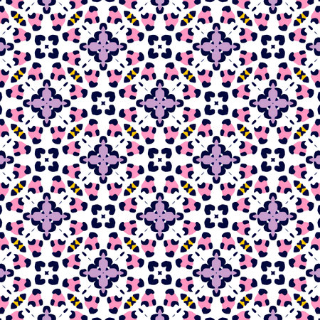 Seamless pattern illustration in traditional style - like Portuguese tile azulejoの写真素材