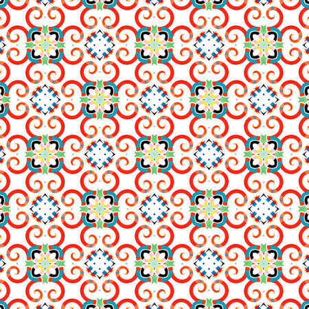 Seamless pattern illustration in traditional style - like Portuguese tiles.の写真素材