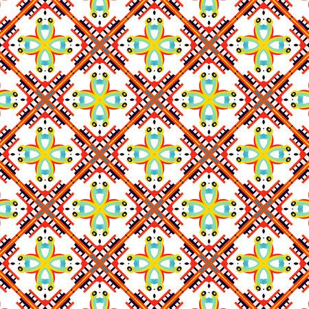 Seamless pattern with geometric ornament. Tribal ethnic vector texture.の写真素材