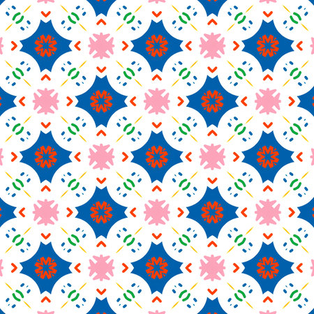 Seamless pattern illustration in traditional style - like Portuguese tiles.の写真素材