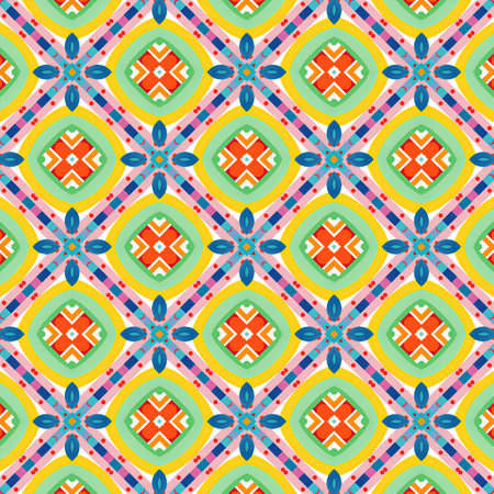 Seamless pattern with colorful geometric ornament. Vector Illustration.の写真素材