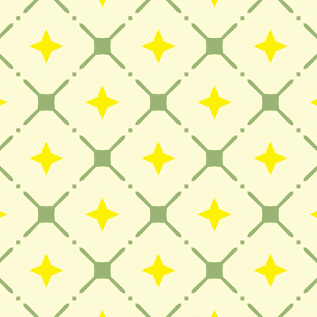Seamless pattern with yellow stars on a green background. Vector illustration.の写真素材