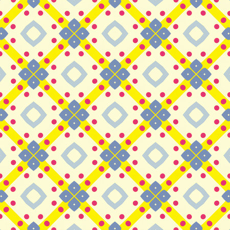 Seamless geometric pattern with rhombuses and dots. Vector illustration.の写真素材