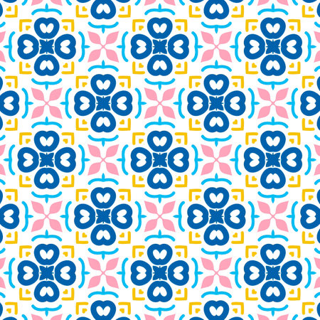 Seamless pattern with decorative flowers in retro style. Vector illustration.の写真素材
