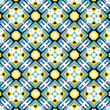 Tribal vector ornament. Seamless African pattern. Ethnic carpet with chevrons. Aztec style. Geometric mosaic on the tile, majolica. Ancient interior. Geo print on textile.の写真素材