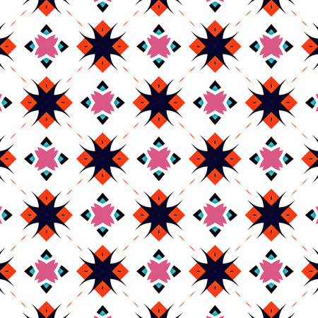 Ethnic seamless pattern. Abstract colorful kaleidoscope fabric design textureの写真素材