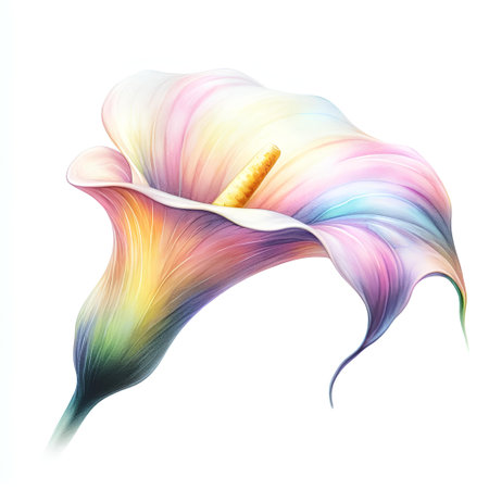 Beautiful calla lily flower on white background. Vector illustration.の素材