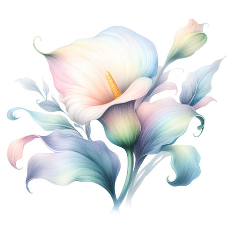Illustration of calla lily flower in watercolor style.の素材