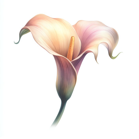 Illustration of calla lily flower isolated on white background.の素材