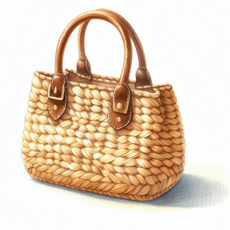 Handmade wicker bag on a white background. 3d renderingの素材