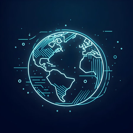 Globe with circuit lines. Vector illustration. Global network connection.の素材
