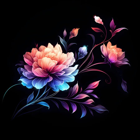 Beautiful floral background with flowers in retro style. Vector illustration.の素材