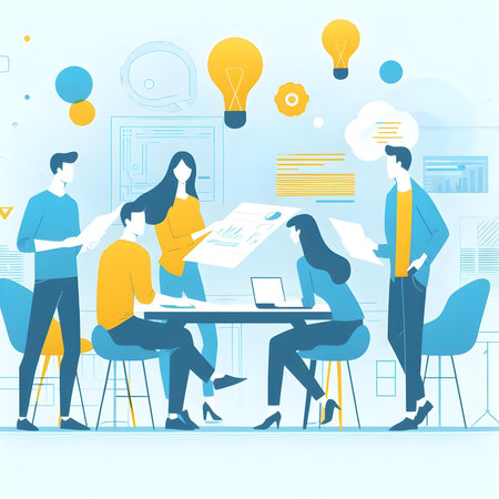 Business people working in the office. Teamwork concept. Vector illustrationの素材