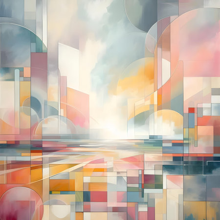 Abstract background of the city and the sky with clouds, vector illustrationの素材
