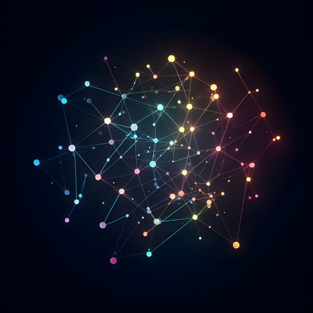 Abstract polygonal space low poly dark background with connecting dots and linesの素材