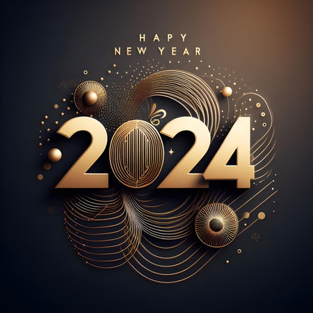 Happy New Year 2024. Luxury greeting card. Vector illustration.の素材