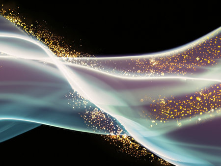 Abstract background with glowing lines and bokeh. Texture of smoke.の素材