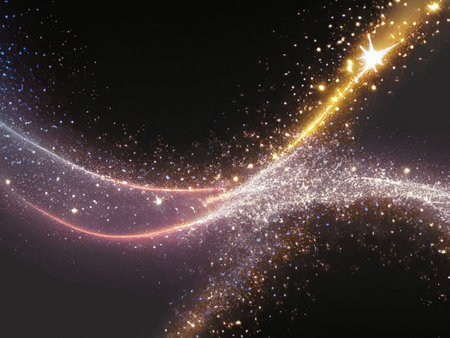 abstract background with magic glittering stars and bokeh effectの素材