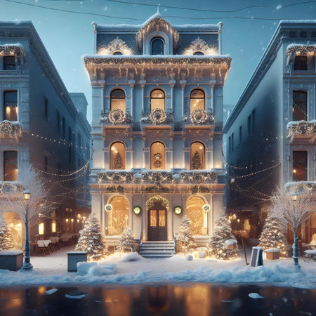 Merry Christmas and Happy New Year in Boston, Massachusetts, USA.の素材