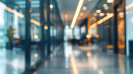 Blurred image of modern office building interior for background usage. Abstract background.の素材