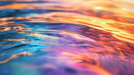 Water surface macro close up. Colorful abstract background. Soft focus.の素材