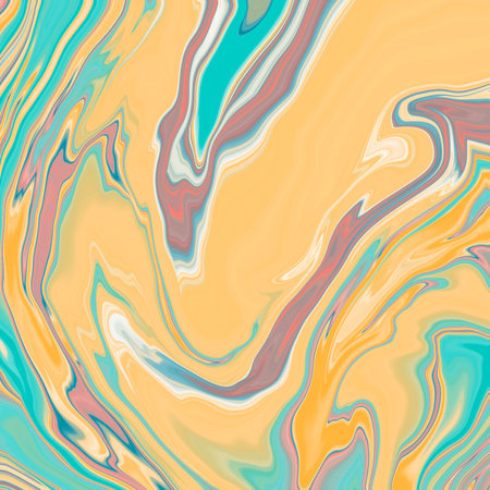 Seamless abstract marble pattern in blue, orange and yellow colorsの写真素材
