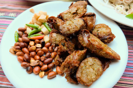 thai spicy sausageの写真素材