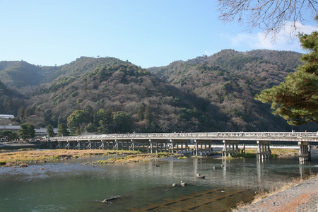 Togetsukyo bridge in Kyoto, Arashiyamaの写真素材