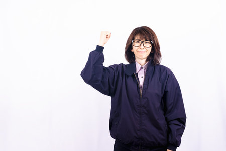 Engineer woman posing gutsyの写真素材