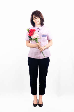 Woman with a flowerの写真素材