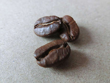 Three coffee beans close upの写真素材