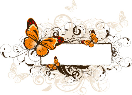 Floral abstraction with butterflies for designのイラスト素材