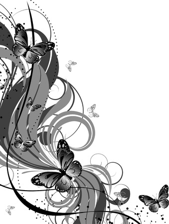 Floral abstraction with butterflies for design のイラスト素材