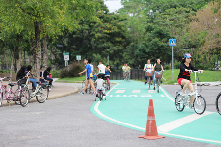 Cycling in Bangkok Public Parkのeditorial素材