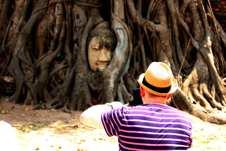 Beautiful Ayutthaya temples in Thailand.の写真素材