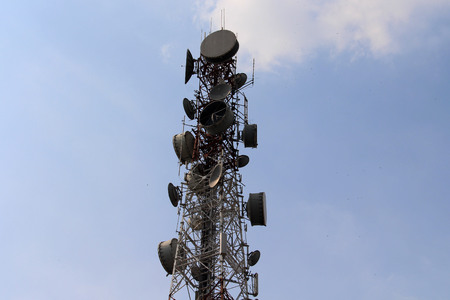 Internet antenna in Thailand with skyの写真素材