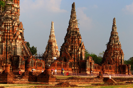 Beautiful Ayutthaya temples in Thailand.の写真素材