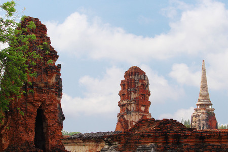 Beautiful Ayutthaya temples in Thailand.の写真素材