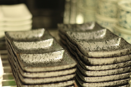 Black plate for sushiの写真素材