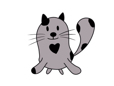 Cute cartoon cat. Vector illustration isolated on a white background.の写真素材