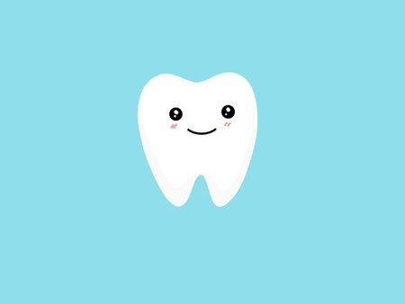 tooth character on blue background. vector illustration. flat style.の写真素材