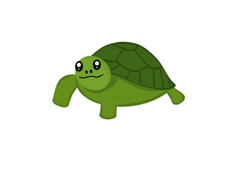 Cute cartoon turtle. Vector illustration isolated on a white background.の写真素材