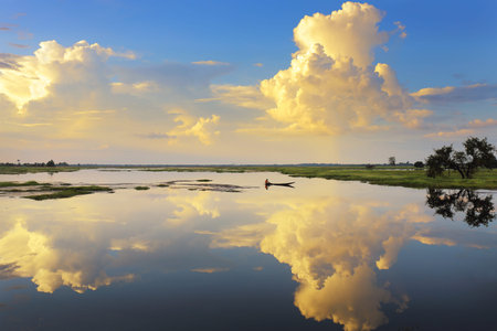 landscape with nice reflection of a cloud  