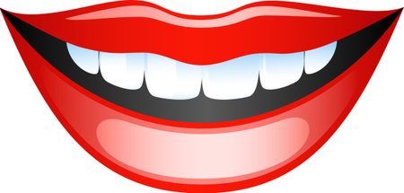 Vector image smiling female lips. Isolated on whiteのイラスト素材