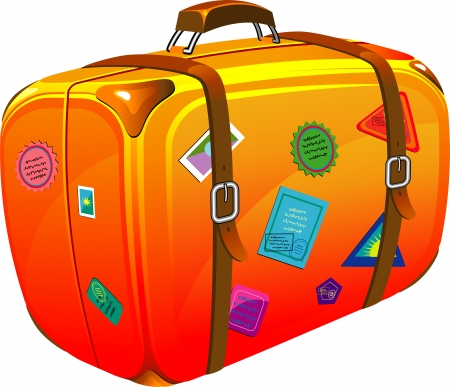 Travel suitcase with stickers. EPS 8のイラスト素材