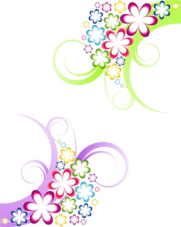 Two floral design elements. Over white.のイラスト素材